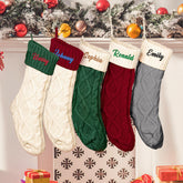 Knitted Christmas Stocking Ornament with Custom Name