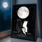 Lost Loved One Holding Hands Custom Moon Phase Galaxy Art Memorial Sympathy Canvas/Framed Poster/ Poster
