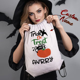 Custom Trick-or-Treat Halloween Drawstring Bag with Name Spooky Fun Design