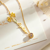 Personalized Birth Flower & Star Sign Name Necklace
