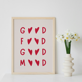 Good Food Good Mood Minimalist Heart Framed Poster Canvas Wall Art