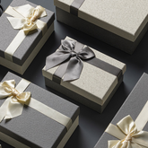 Elegant White & Grey Bow Gift Box – Minimalist Luxury Packaging