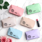 Custom Birth Flower Leather Makeup Bag