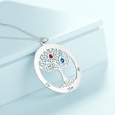 Personalized Family Tree Necklace With Engraved Names and Birthstones