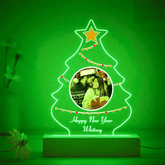 Custom 3D Christmas Tree Acrylic Night Light with Family Photo & Text
