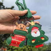 PU Leather Christmas Tree Keychain Ornament