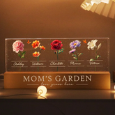 Mom's Garden Custom 3D Effect Birth Month Flower Acrylic Block LED Night Light