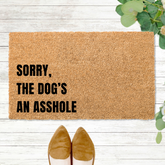 Dog’s a Jerk, But We’re Nice” Humorous Coir Welcome Rug