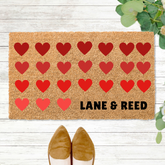 Hearts Beat as One Custom Couple Names Coir Doormat