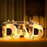 "DAD, You Light Up Our Lives" Custom Photo Name Acrylic Night Light