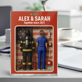 You & Me We Got This 3D Effect Custom Firefighter & Nurse Couple Figures Acrylic Block