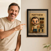 Custom Photo to Full-Body Cartoon Action Figure Cute Portrait in Frame