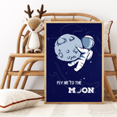 Fly Me to the Moon Astronaut Framed Print for Kids’ Room