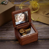 Vintage-Style Wooden Music Box with Personalized Photo Insert