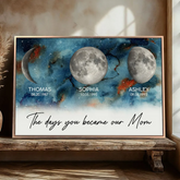 Gradient Galaxy Custom Birth Moon Phase The Days You Became Our Mom Canvas/Framed Poster/Poster