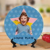 Personalized Star Ceramic Plate with Custom Name and Photo for Kids