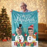 Christmas Snowman Blanket with Custom Face Photo