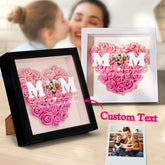 Custom MOM Flower Heart Shadow Box with Photo and Personalized Text