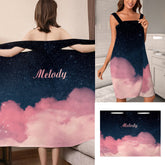 Custom Name Beach Towel Dress Pink Clouds Large Bath Towel