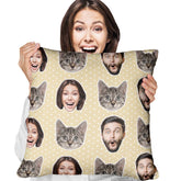Purrfect Faces Custom Pillow Personalized Cat and Human Photo Collage Cushion
