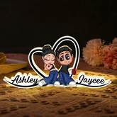 Y2K Couple Custom Heart-Shaped Acrylic Light Box With Names