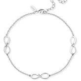 Forever Linked Infinity Silver Anklet with Custom Engraved Names