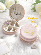 Custom Name Light Pink Round Velvet Jewelry Box