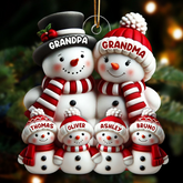 3D Effect Cute Snowman Family Custom Acrylic Christmas Ornament