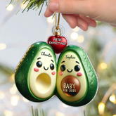 Avocado Couple Expecting Parents Pregnancy Announcement 3D Effect Custom Acrylic Ornament
