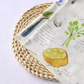 Hand-Painted Linen Tea Towel Botanical Recipe Kitchen Art