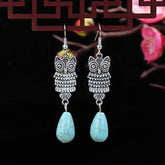 Blue Turquoise Silver Dangle Earrings