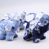 Handmade Indigo Tie-Dye Thai Elephant Keychain Cute Bag Charm Gift