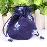 Handmade Indigo Tie Dye Drawstring Bags Eco-Friendly Jewelry Pouches