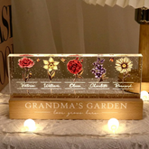 “Love Grows Here" Grandma's Garden Of Grandkids Birth Month Flowers Custom Acrylic LED Night Light