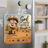 "Favorite Place Is Next To You" Cartoon Cowboy Cowgirl Couple Cutom Music Fridge Magnet