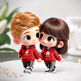 3D Effect Cute Cartoon Couple Holding Hands Custom Acrylic Block Plaque