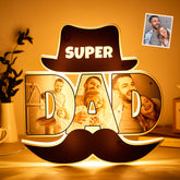 Super Dad Night Light with Custom Photos Funny Beard Desk Decor