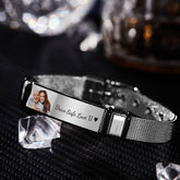 Engraved Love Stainless Steel Bracelet for Men with Photo and Custom Message