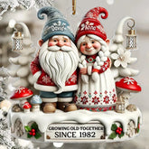 3D Effect Gnome Couple Together Custom Acrylic Christmas Ornament