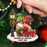 Gnome Couple Growing Old Together Custom Christmas Ornament