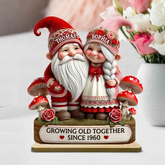 3D Effect Romantic Gnome Couple Custom Christmas Wooden Plaque