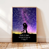 Couple Hugging Kissing Under the Starry Sky Custom Star Map Canvas/Framed Poster/Poster