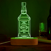 Whiskey Bottle LED Lamp with Custom Name Personalized 7-Color Bar Light