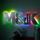 Custom Couple Initials and Names Mirror Light Personalized LED Wall Decor