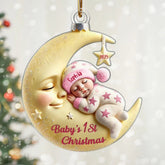 Moon Hugging the Sleeping Baby Custom Acrylic Ornament for Baby’s First Christmas