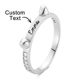 Custom Cat-Shaped Ring with Engraved Name