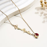 Custom Birth Flower Necklace with Birthstone and Name Charm