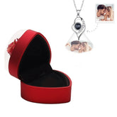 Personalized Heart Rose Jewelry Box with Custom Photo Projection Necklace