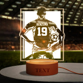 Custom Name and Number Soccer Lamp with Wooden Base