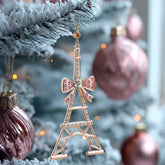 Personalized Photo Projection Tower Ornament with Bow